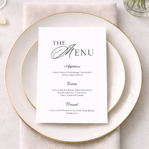 Minimal Black & White Wedding Menu Card