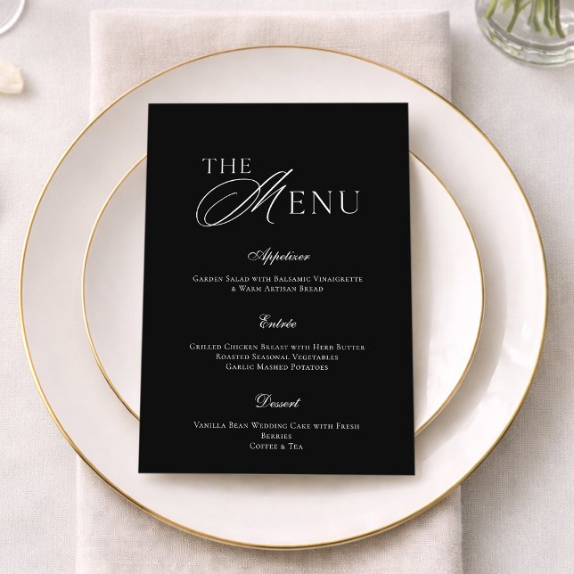 Minimal Black & White Wedding Menu Card (Creator Uploaded)