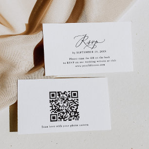 Minimal Black & White Wedding QR Code RSVP Cards