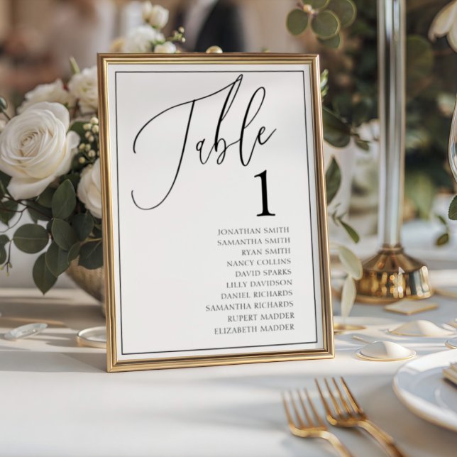 Minimal Black & White Wedding Table Number (Creator Uploaded)