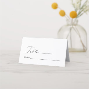 Minimal Black & White Wedding Table Number Place Card