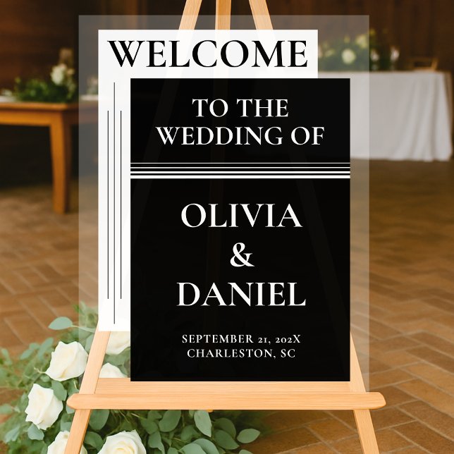 Minimal Black & White Wedding Welcome Acrylic Sign (Creator Uploaded)