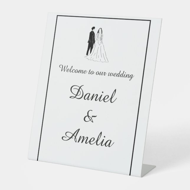 Minimal Black White Wedding Welcome Sign (Front)