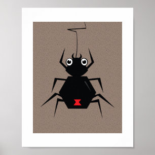 Minimal Black Widow Spider Kids Poster Print