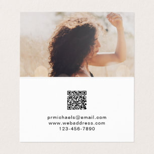 Minimal Black with Lettering and QR Code Photo Business Card