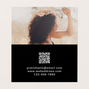 Minimal Black with Lettering and QR Code Photo Business Card