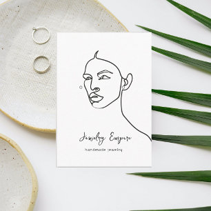 Minimal Black Woman Earning Holder Business Card