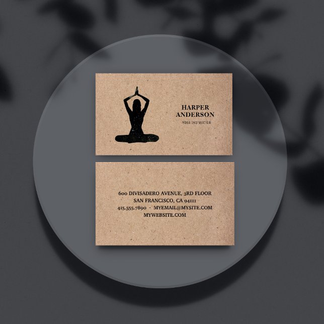 Minimal Black Yoga Instructor Professional Logo  Business Card (Creator Uploaded)
