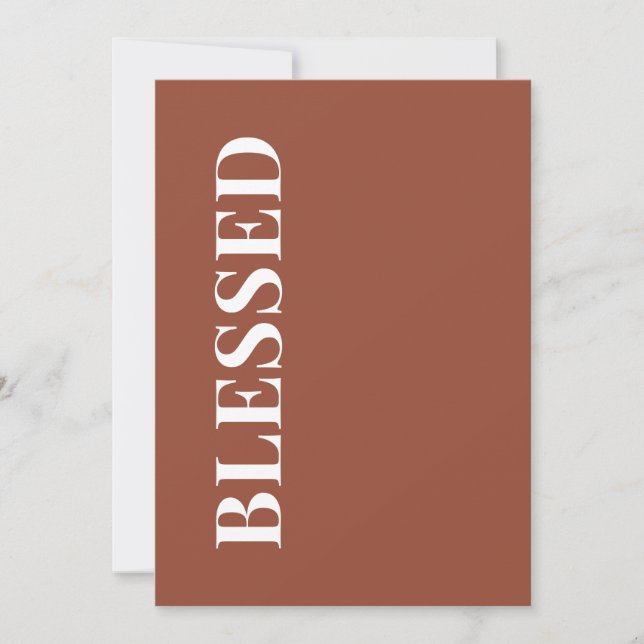 Minimal BLESSED | Terracotta Holiday Greeting Card (Front)
