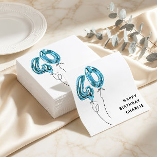 Minimal Blue 40 Balloon 40th Birthday Party Napkin