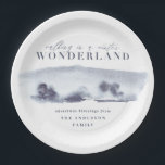 Minimal blue abstract watercolor Christmas party Paper Plate<br><div class="desc">Walking in a winter wonderland minimal blue abstract Christmas holiday party paper plates. Beautiful modern abstract watercolor painting. Part of a holiday collection.</div>