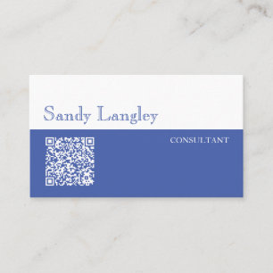 Minimal Blue And White QR Code Business Card