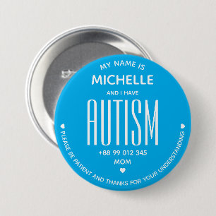 Minimal Blue ASD Autism Awareness ADHD Special 7.5 Cm Round Badge
