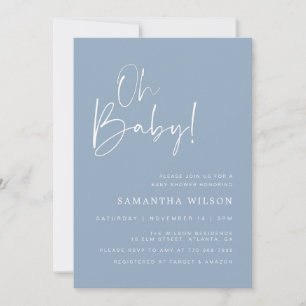 Minimal Blue Baby Shower Invitation