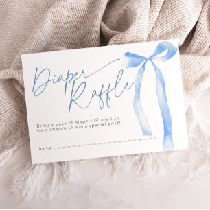 Minimal Blue Bow Diaper Raffle Ticket Baby Shower Enclosure Card