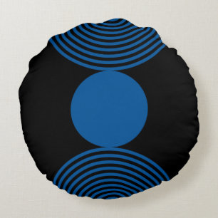 Minimal Blue Circle Circular Pattern Round Pillow