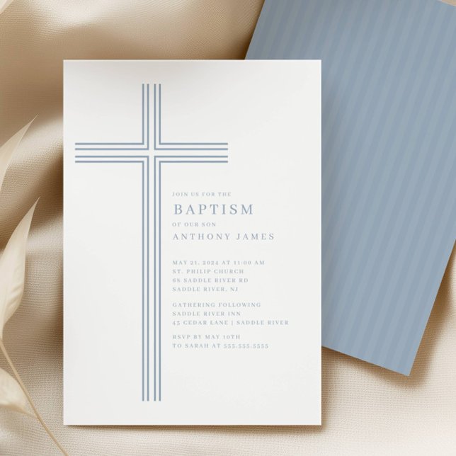Minimal Blue Cross Baptism Invitation (Creator Uploaded)