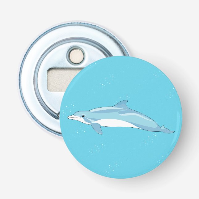 Minimal Blue Dolphin Ocean Art Bottle Opener (Front)