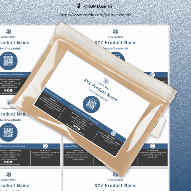 Minimal Blue Dot QR Code Large Product Label (Minimal Blue Dot QR Code Large Product Label)