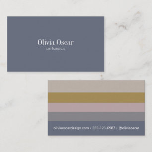Minimal Blue Gray Ochre Elegant Modern Stripes  Business Card