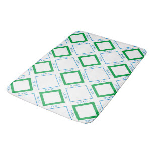Minimal Blue Green Large Diamond Japanese Text Bath Mat
