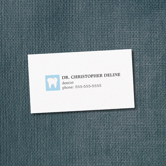 Minimal Blue Grey White Teeth Dentist Business Card (Creator Uploaded)