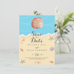 Minimal Blue Ocean Summer Wedding Save The Date
