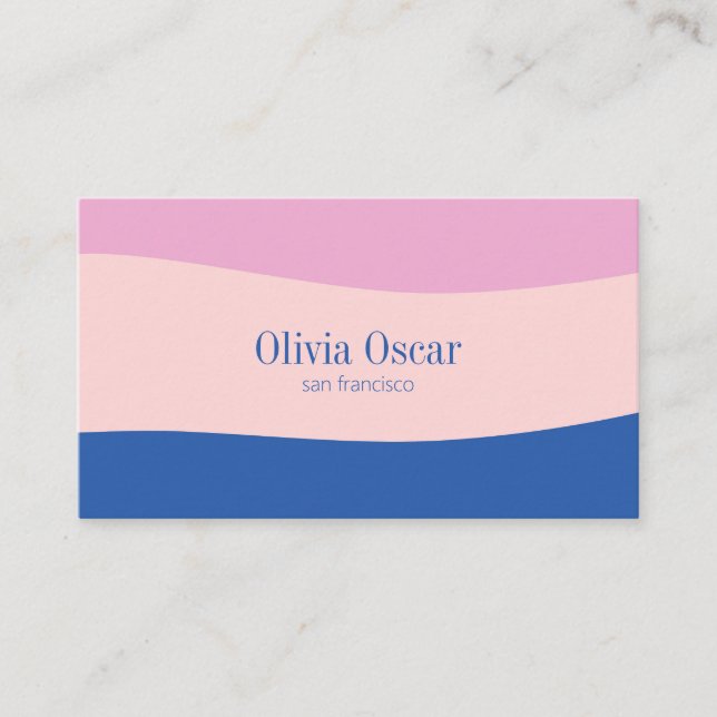 Minimal Blue Pink Unique Abstract Art Creative Business Card (Front)