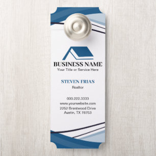 Minimal Blue Real Estate Agent House Logo Door Hanger