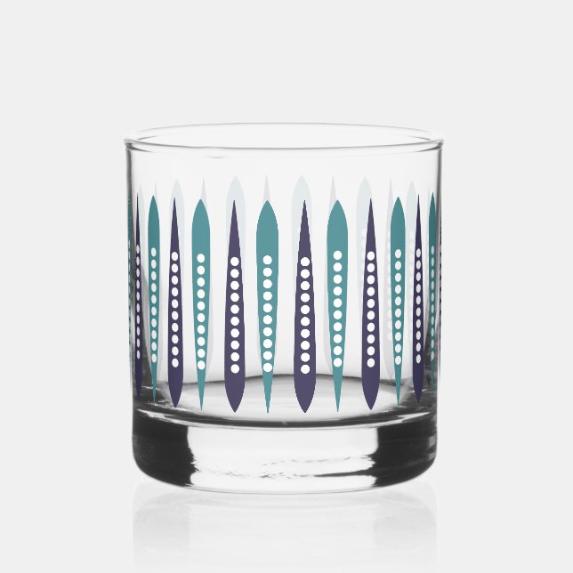  Minimal Blue Retro Inspired Whiskey Glass (Front)