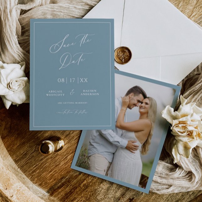 Minimal Blue Save the Date Wedding Announcement (Creator Uploaded)