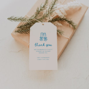 Minimal Blue Script Bachelorette Party Thank You Gift Tags
