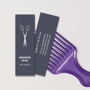 Minimal Blue Silver Scissor Hair Stylist Mini Business Card