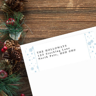Minimal Blue Snowflakes Return Address Labels
