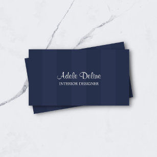Minimal Blue Striped Interior Designer Business Card