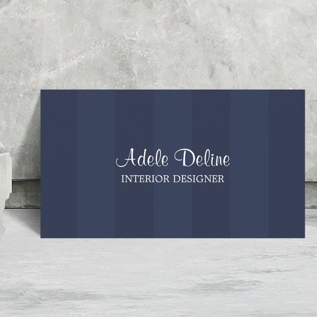 Minimal Blue Striped Interior Designer Business Card (Creator Uploaded)