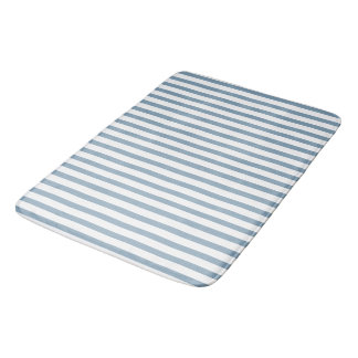 Minimal Blue Stripes Modern Pattern Design Bath Mat