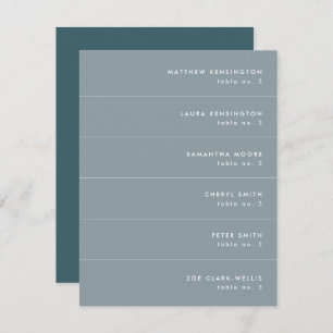 Minimal Blue Teal Grey Wedding Place Name Card