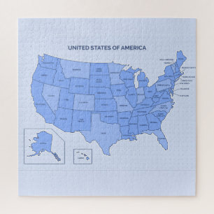 Minimal Blue United States Map Illustration Jigsaw Puzzle
