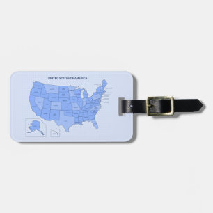 Minimal Blue United States Map Illustration Luggage Tag