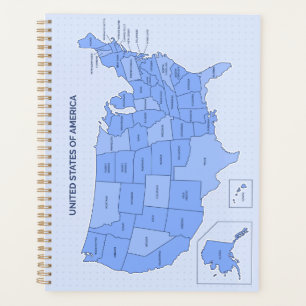 Minimal Blue United States Map Illustration Planner