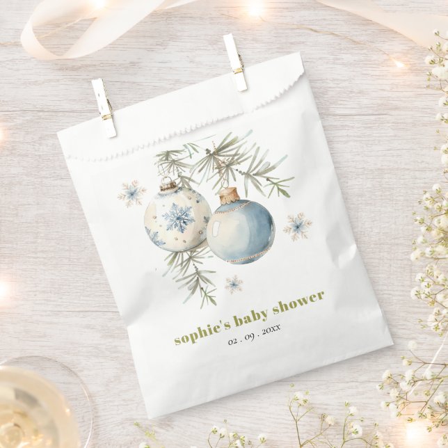 Minimal Blue Winter Chirstmas Boy Baby Shower Favour Bags (Clipped)
