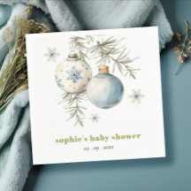 Minimal Blue Winter Chirstmas Boy Baby Shower