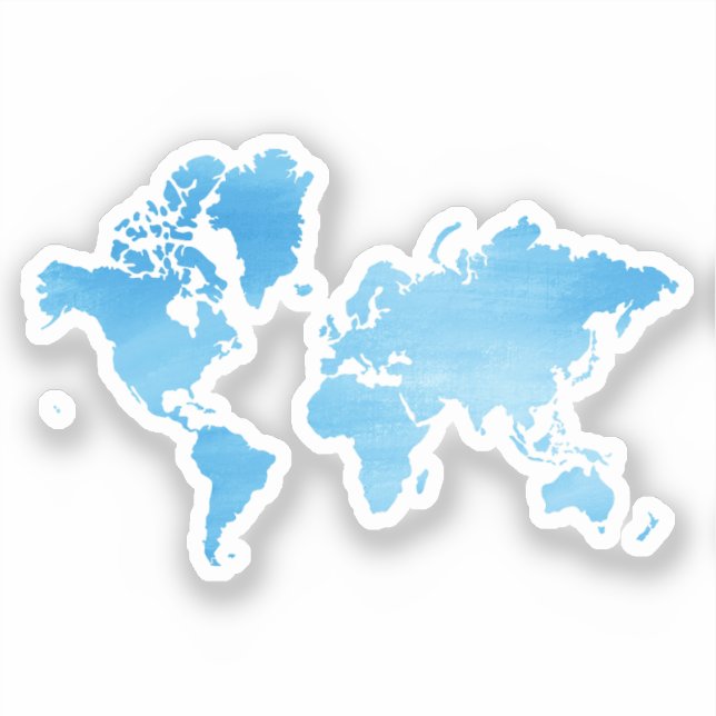 Minimal Blue World Map Watercolor Art (Front)