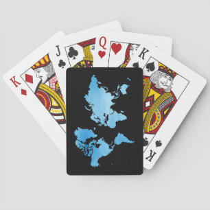 Minimal Blue World Map Watercolor Art Playing Cards