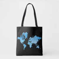 Minimal Blue World Map Watercolor Art