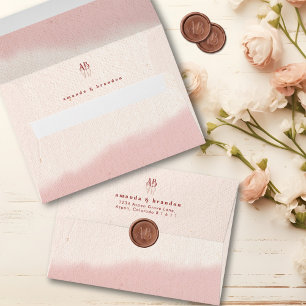 Minimal Blush & Bloom Bold Scrip Monogram Wedding Envelope