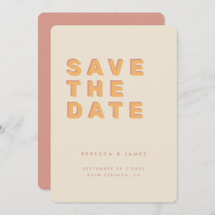 Minimal Blush Cream 70s Retro Vintage Wedding Save The Date