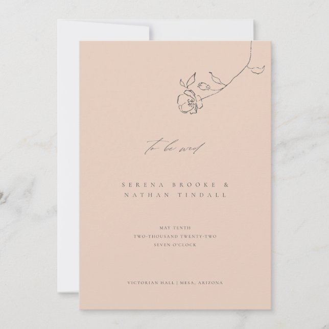 Minimal Blush Delicate Floral Wedding Invitation (Front)