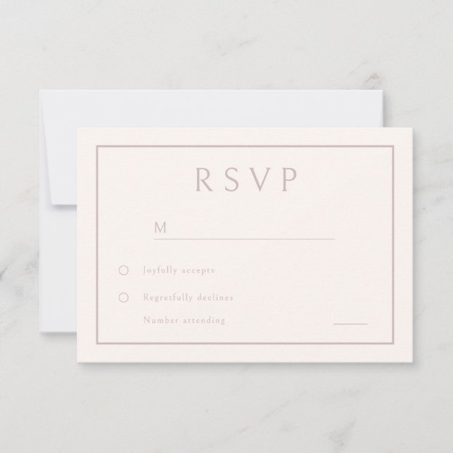 Minimal Blush Elegant Modern Wedding RSVP Card (Front)